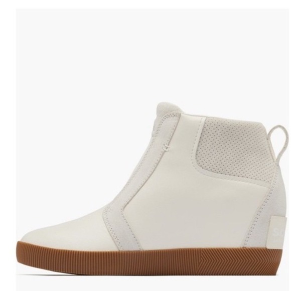 Sorel Out N About Wedge Leather Bootie, Ankle Boots White/Sea‎ Salt, Size 8, NWT - Picture 13 of 15